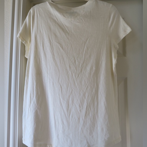 Lauren‎ Ralph Lauren Cream Textured Short Sleeve Tee - size Large - Picture 3 of 5